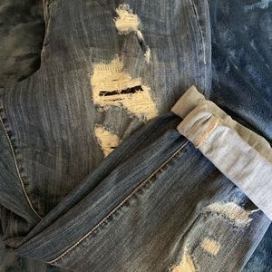 Torrid destroyed red white and blue jeans